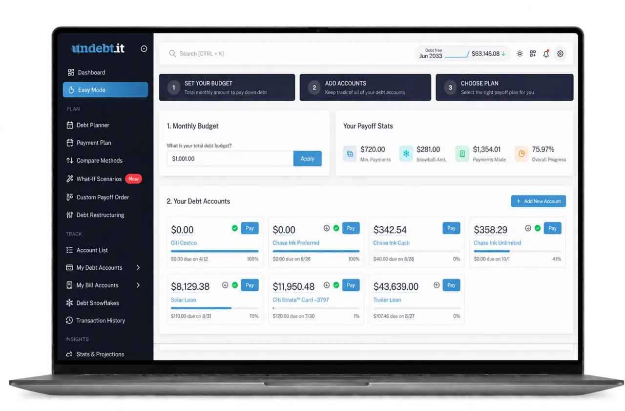 Undebt.it ipad screenshot