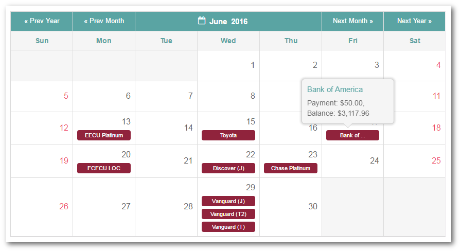 create food budget calendar