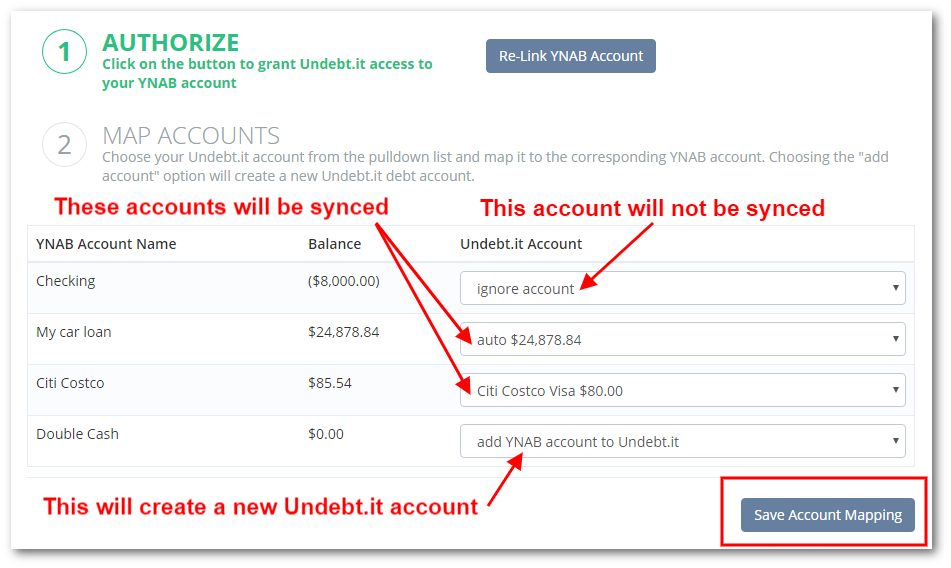 ynab account mapping