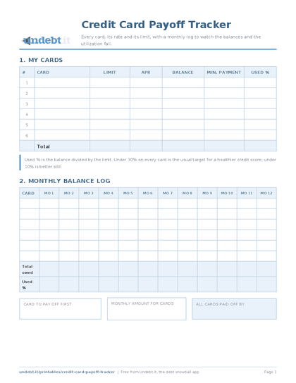 Credit Card Payoff Tracker preview