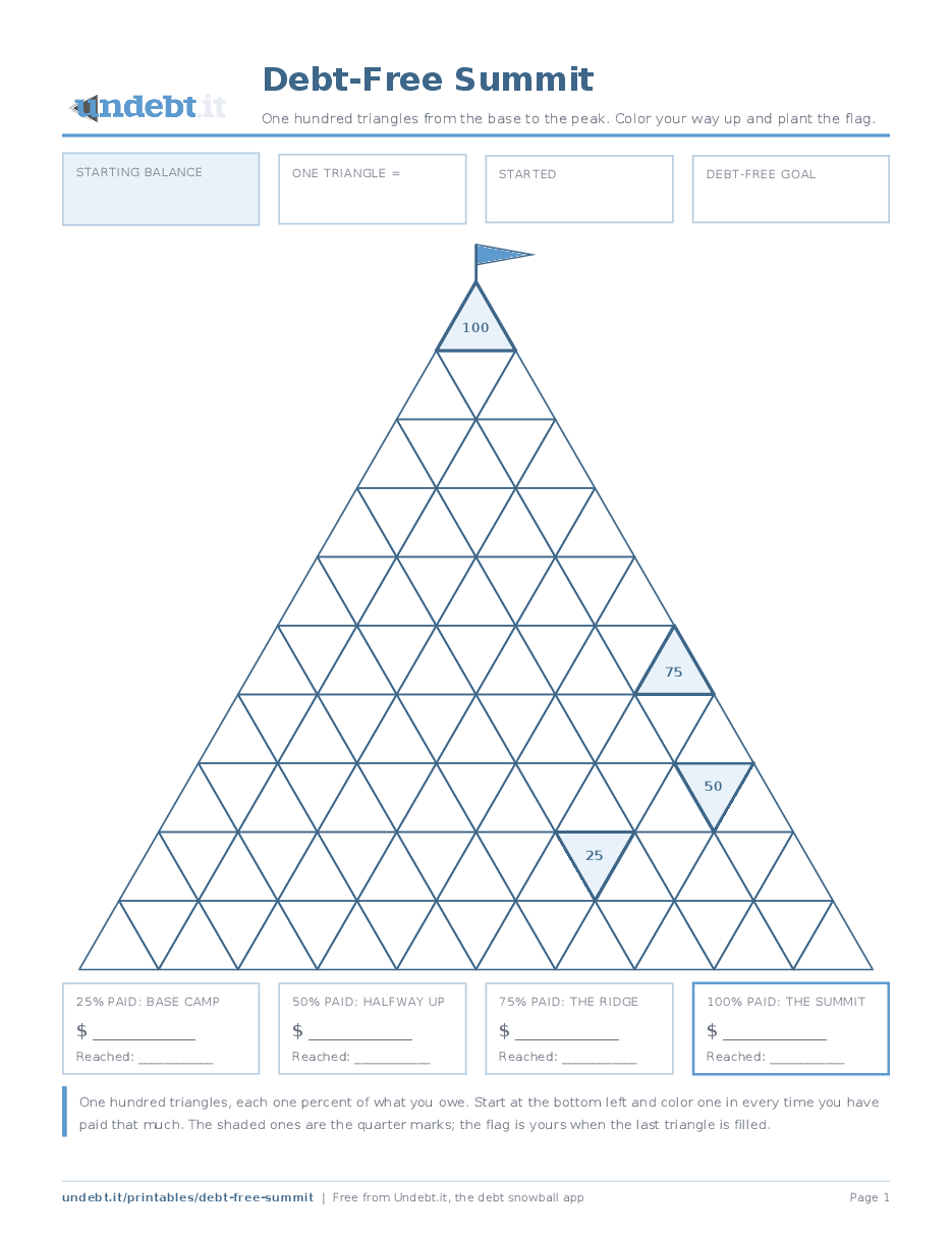 Debt-Free Summit: page one of the free printable PDF