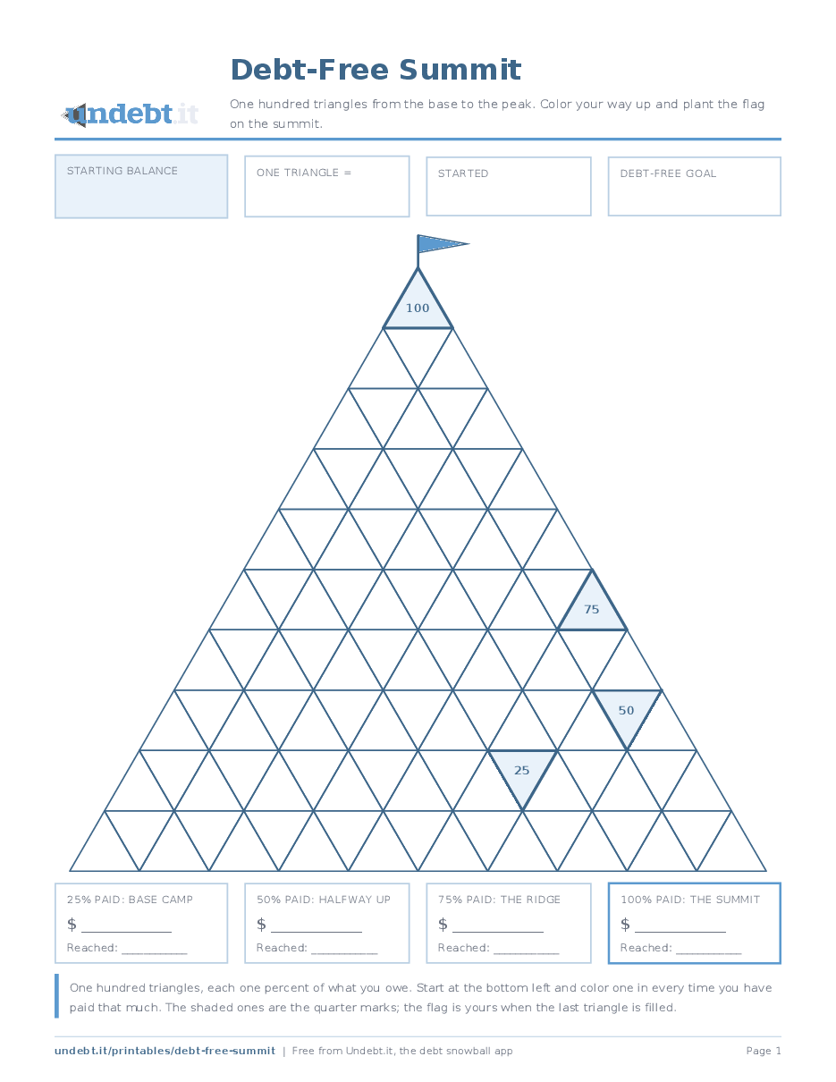 Debt-Free Summit: page one of the free printable PDF