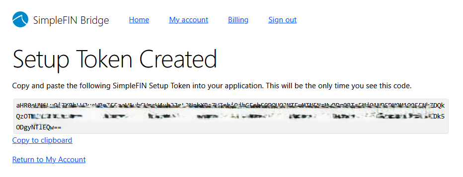 The SimpleFIN login page