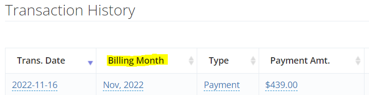 payment billing month