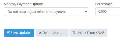 unlink YNAB button