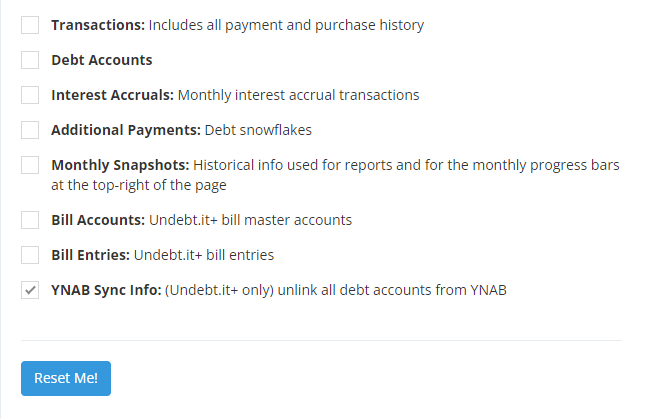 reset all YNAB accounts