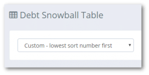 custom debt payoff sort order