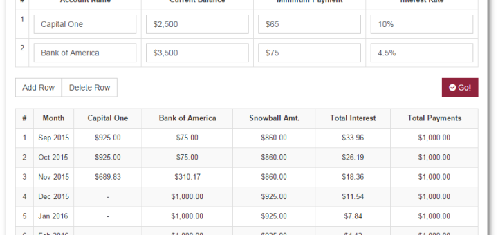 debt snowball payment calculator