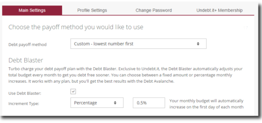 New Debt Blaster Settings