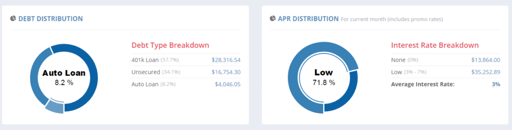 Debt Distribution Pie Charts