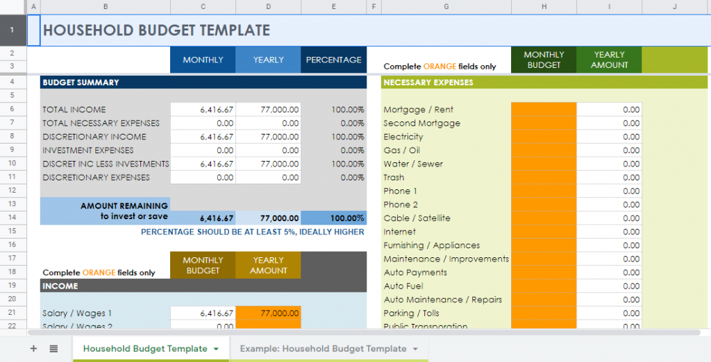 simple budget spreadsheet google sheets