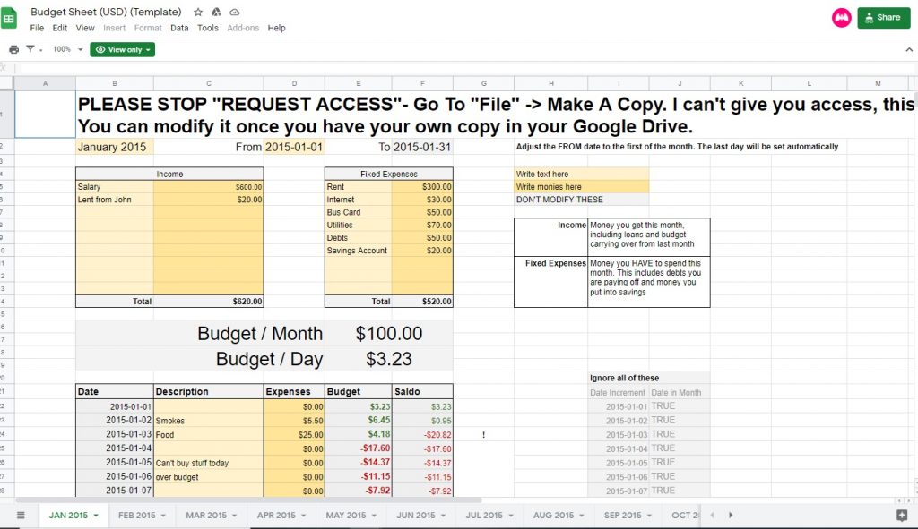 google sheets income and expense tracker