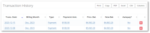 weekly payment history