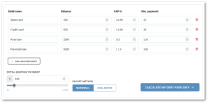 list of debt accounts