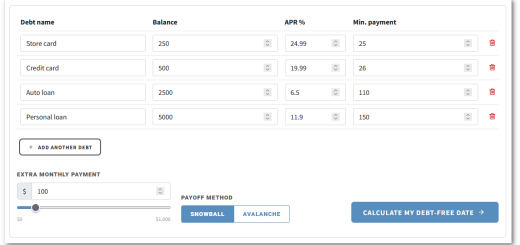 list of debt accounts