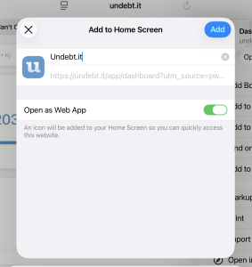 Safari open as web app